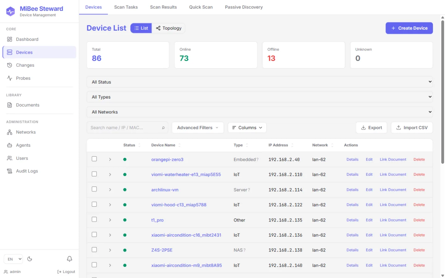 Device inventory with inferred types